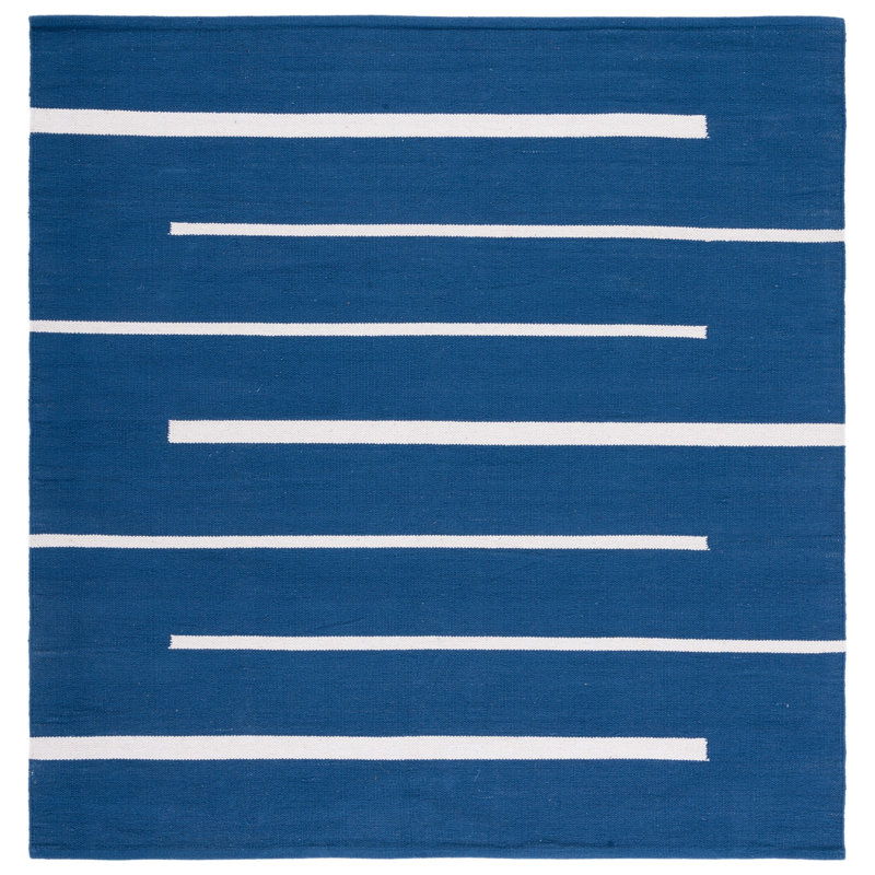 Estrelita Hand Woven Cotton Striped Rug, Square 6'