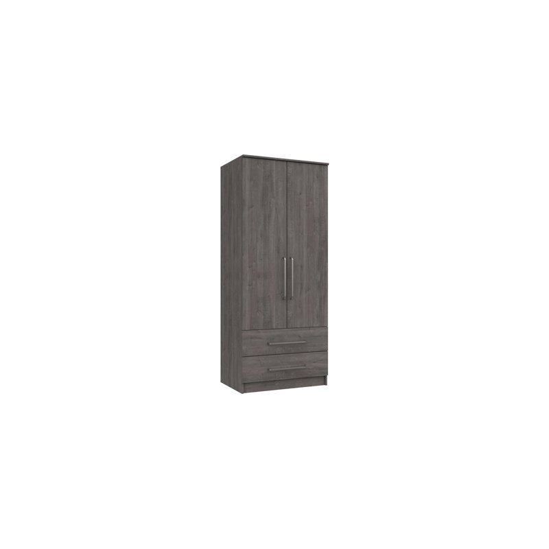 Bushnell 2 Door Manufactured Wood Wardrobe, Dark Grey