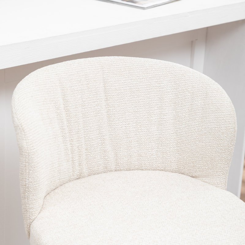 Devault Swivel Upholstered Counter Stool With Wood Frame, Beige