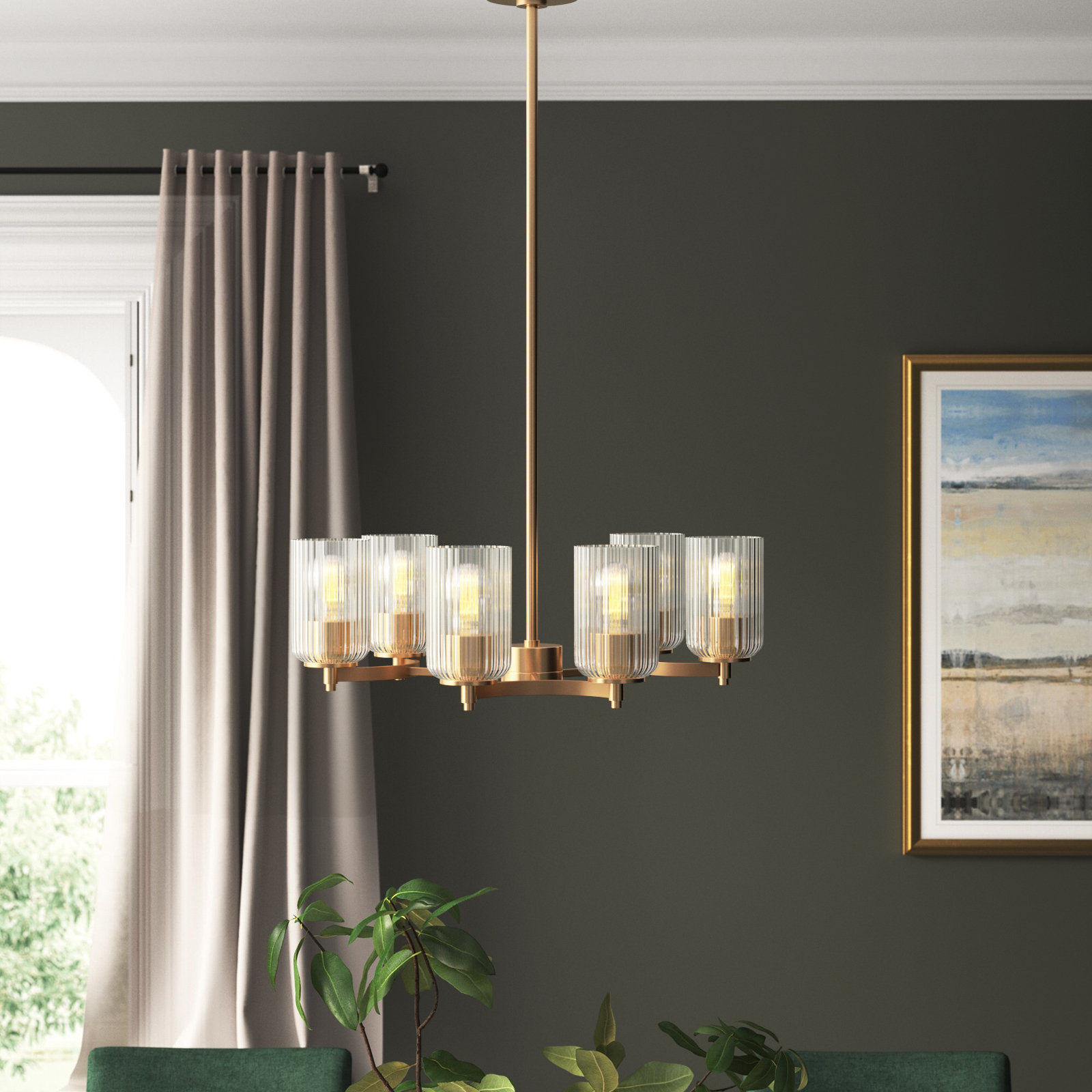 Adalina 6 - Light Metal Dimmable Chandelier, Satin Brass