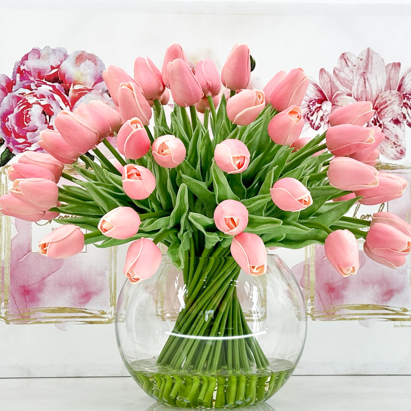 Arrangement floral moderne 60 tulipes, Rose
