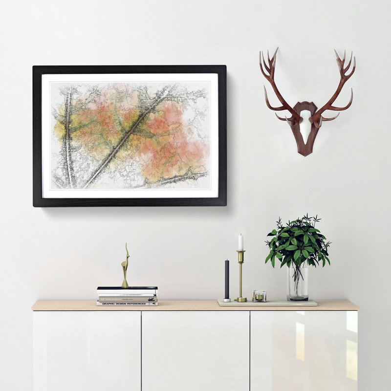 The Leaf of a Sycamore Tree Sketch - Picture Frame Graphic Art Print, Black Framed, 62cm H x 87cm W x 2cm D