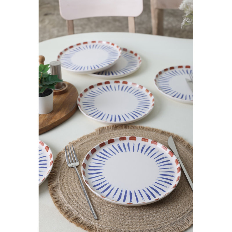 Service à gâteau de qualité supérieure (6 pièces), blanc mat, 8,7 po x 1,5 po | 100% grès céramique, antibactérien et écologique | Va au lave-vaisselle et au micro-ondes, facile à nettoyer - parfait pour les célébrations et les rassemblements