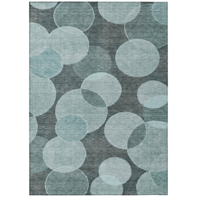 Machine Washable Indoor/Outdoor Chantille Teal Rug