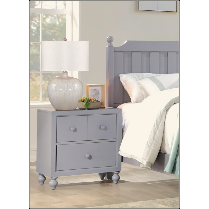 Table de chevet transitionnelle à finition grise 1pc