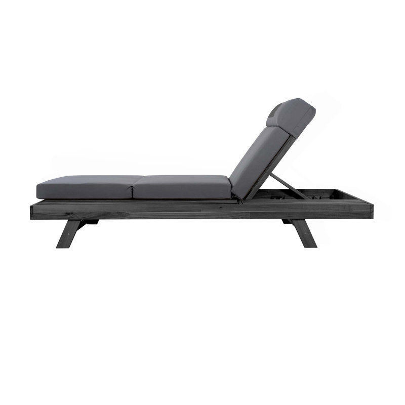 Lounge Chaise Set With Headrest,Space Available On One Side,With 3-Fold & 4 Inch Water-Resistant Lounge Cushions, Dark Gray