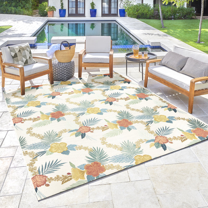 Reyn Spooner Kona Coast Laka Floral Lei Flatweave Indoor/Outdoor Area Rug, Rectangle 7'10" x 10'