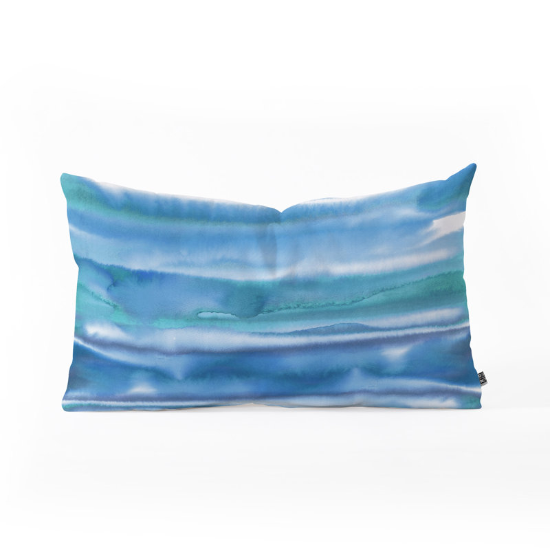 Coussin lombaire d’intérieur/d’extérieur à rayures en aquarelle amy sia