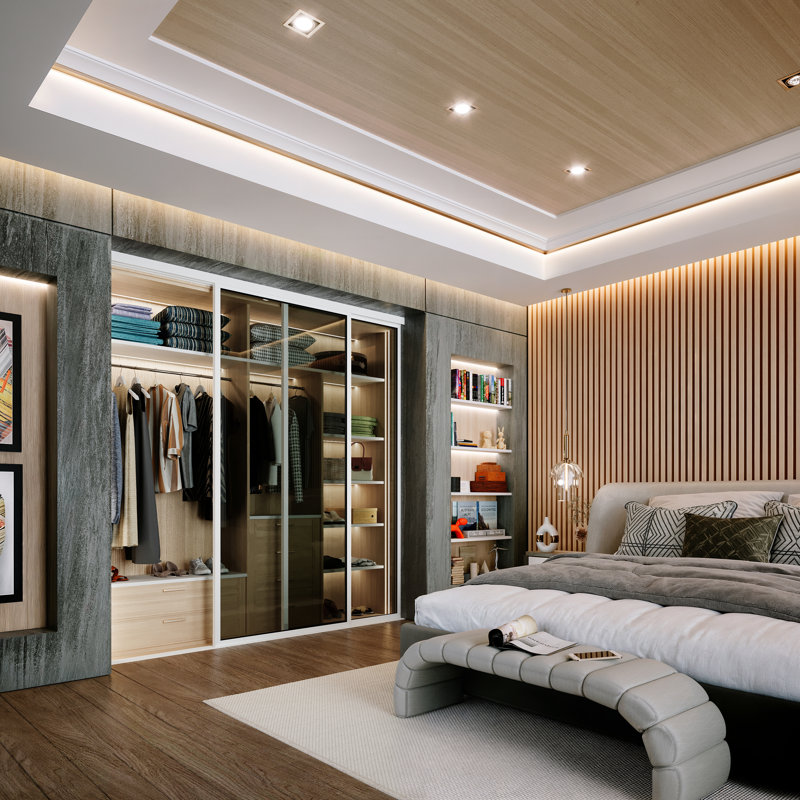 2 Panel Lite Smoked Glass Sliding Closet, 80" x 80", White