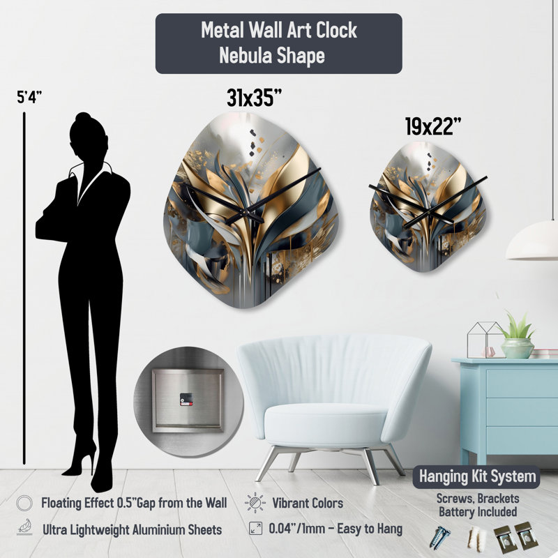 Grey And Red Waterfall Of Eternity II - Nebula Shape Unique Waterfall Wall Clock, Small