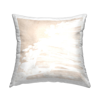 Soft Beige Abstraction Decorative Printed Throw Pillow by June Erica Vess