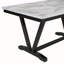 Table de salle à manger de style moderne 6 pièces avec 4 chaises et 1 banc, table avec placages marbrés et pieds en V