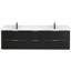 72 po Meuble-lavabo cannelé en chêne noir avec lavabo intégré et quincaillerie dorée-1039064750-1039064748