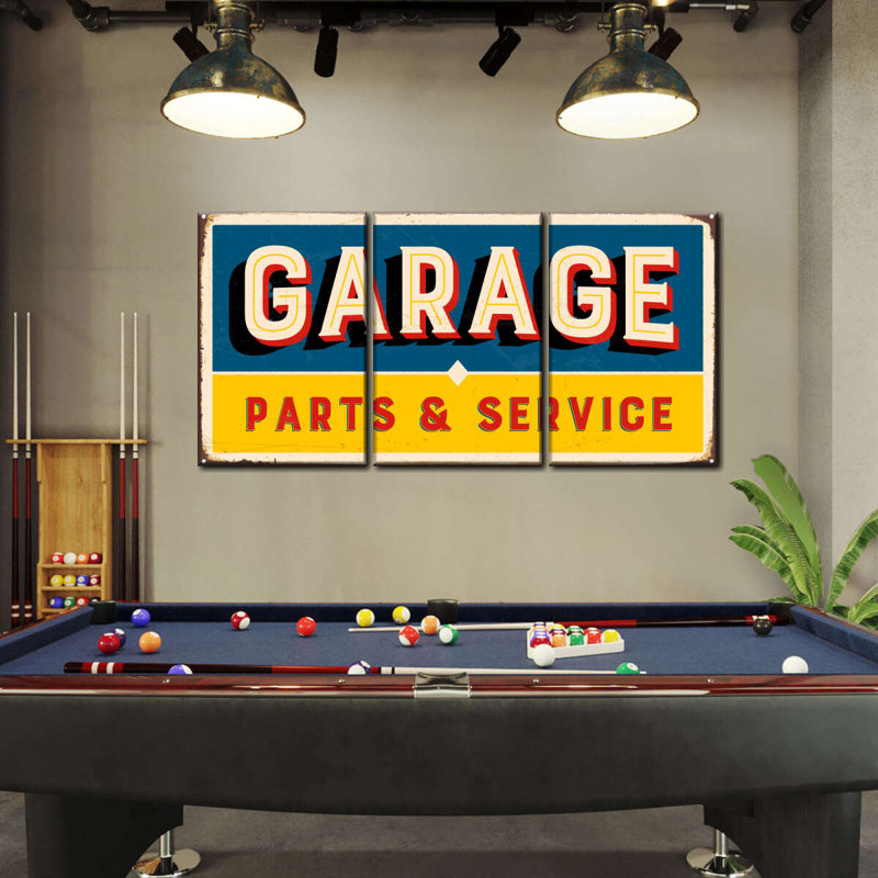 «Vintage Garage Service», reproduction d'art sur toile, H 12 po x l 26 po x P 1 po