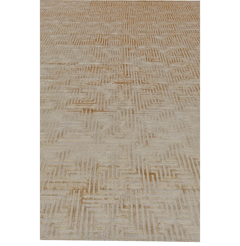 Modern One-of-a-Kind Rectangle 6' X 9'3" Hand Knotted Area Rug