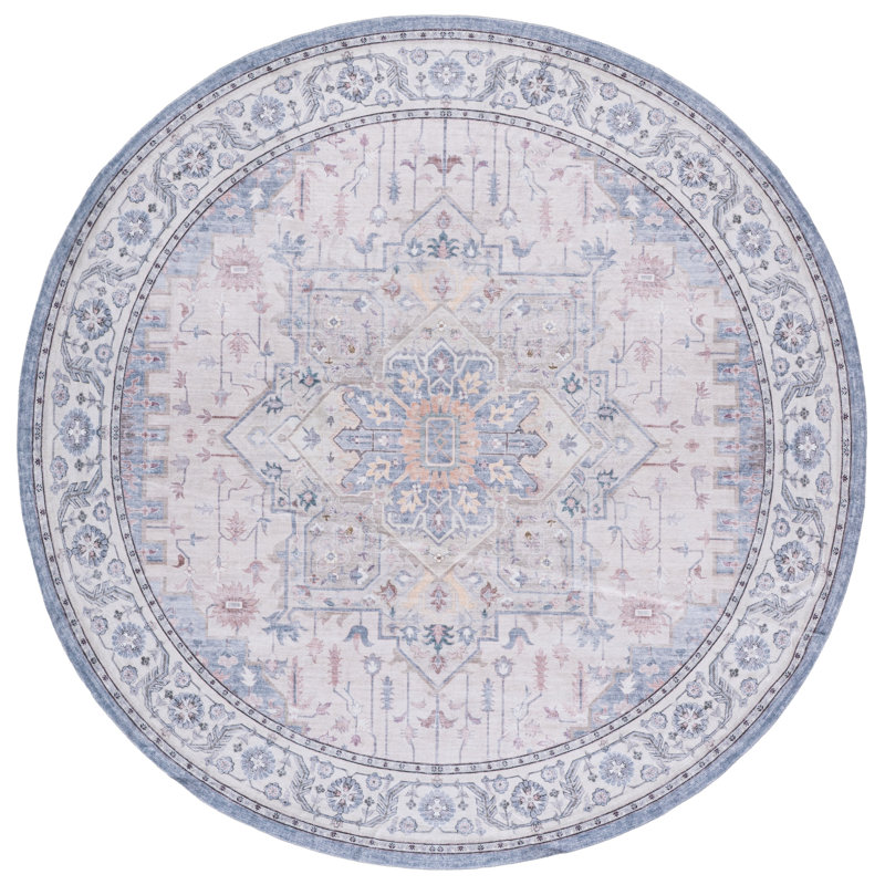 Arizona Performance Machine Washable Oriental Indoor Rug, Round 6'