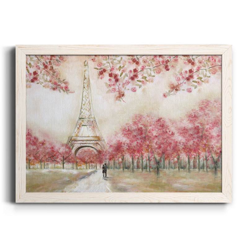 Printemps à Paris - Peinture sur toile encadrée, H 20 po x l 17 po x P 1,5 po, Blanc