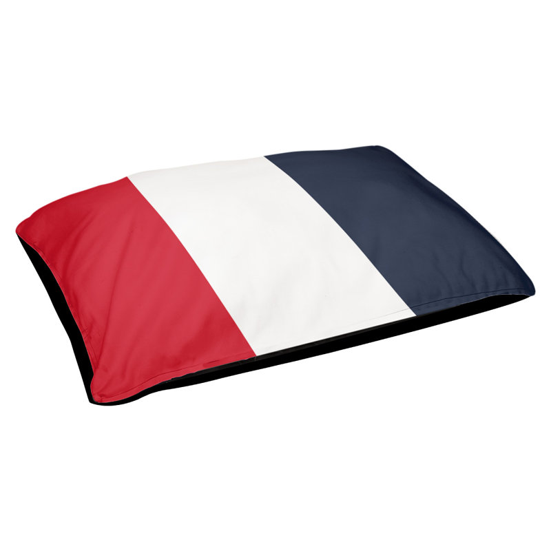 Coussin d'extérieur pour chien Mississippi Rebellion, Moyen (l 28 po x P 18 po x H 6 po), Rouge / blanc / bleu marine