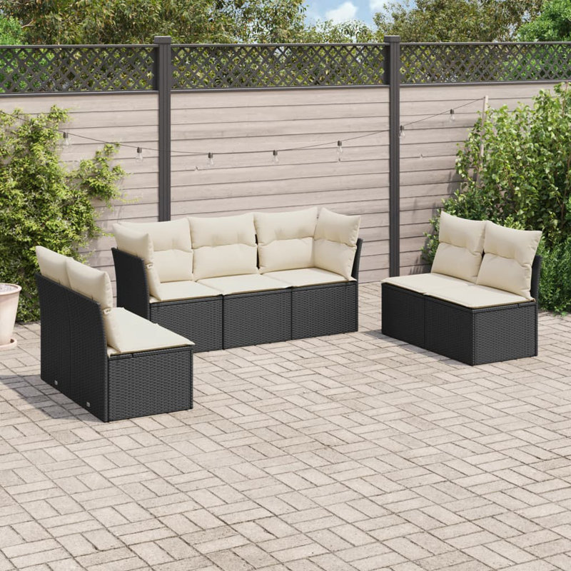 Ensemble de canapé de jardin en rotin PE Vidaxl, acier thermolaqué