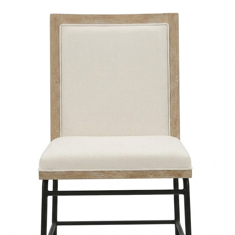 Ensemble de 2 chaises d'appoint Valer en chêne et en tissu beige avec structure en métal et dossier rembourré