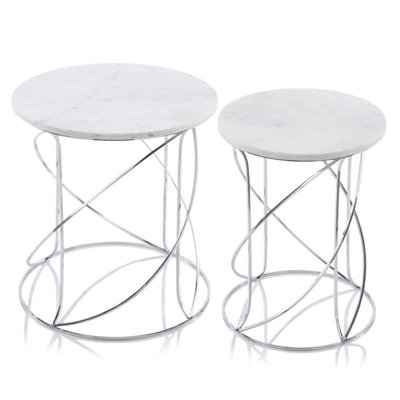 Fleta 21" Marble Round End Tables