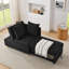 Canapé-lit convertible avec dossier réglable et fauteuil inclinable avec canapé-lit à roulettes, tissu de lin moderne pour le salon pour les espaces restreints, noir