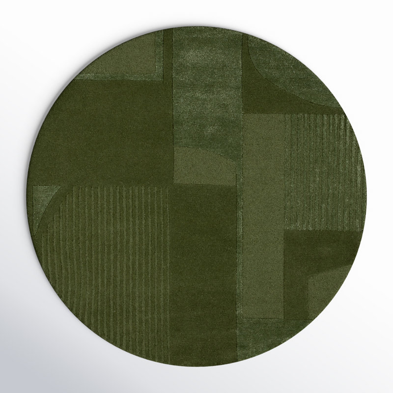 Mesmer Hand Tufted Wool, Viscose, Cotton Geometric Rug, Round 4'