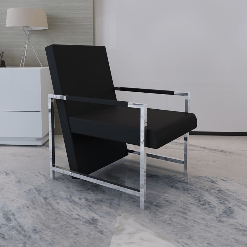 Fauteuil cubique en similicuir, Noir