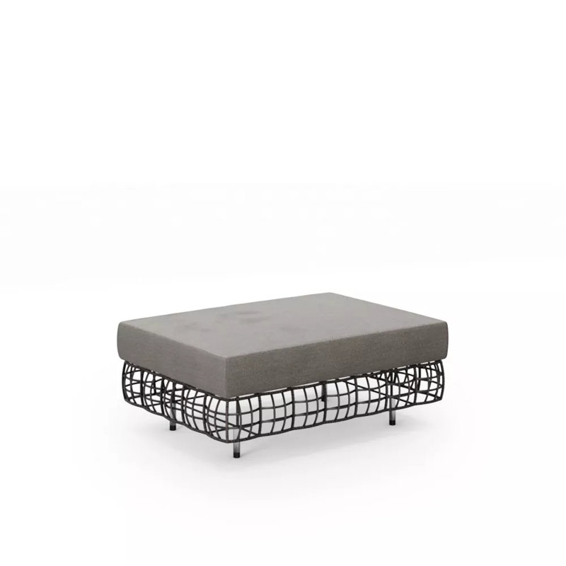 Yin & Yang Outdoor Ottoman, Canvas Canvas, Black