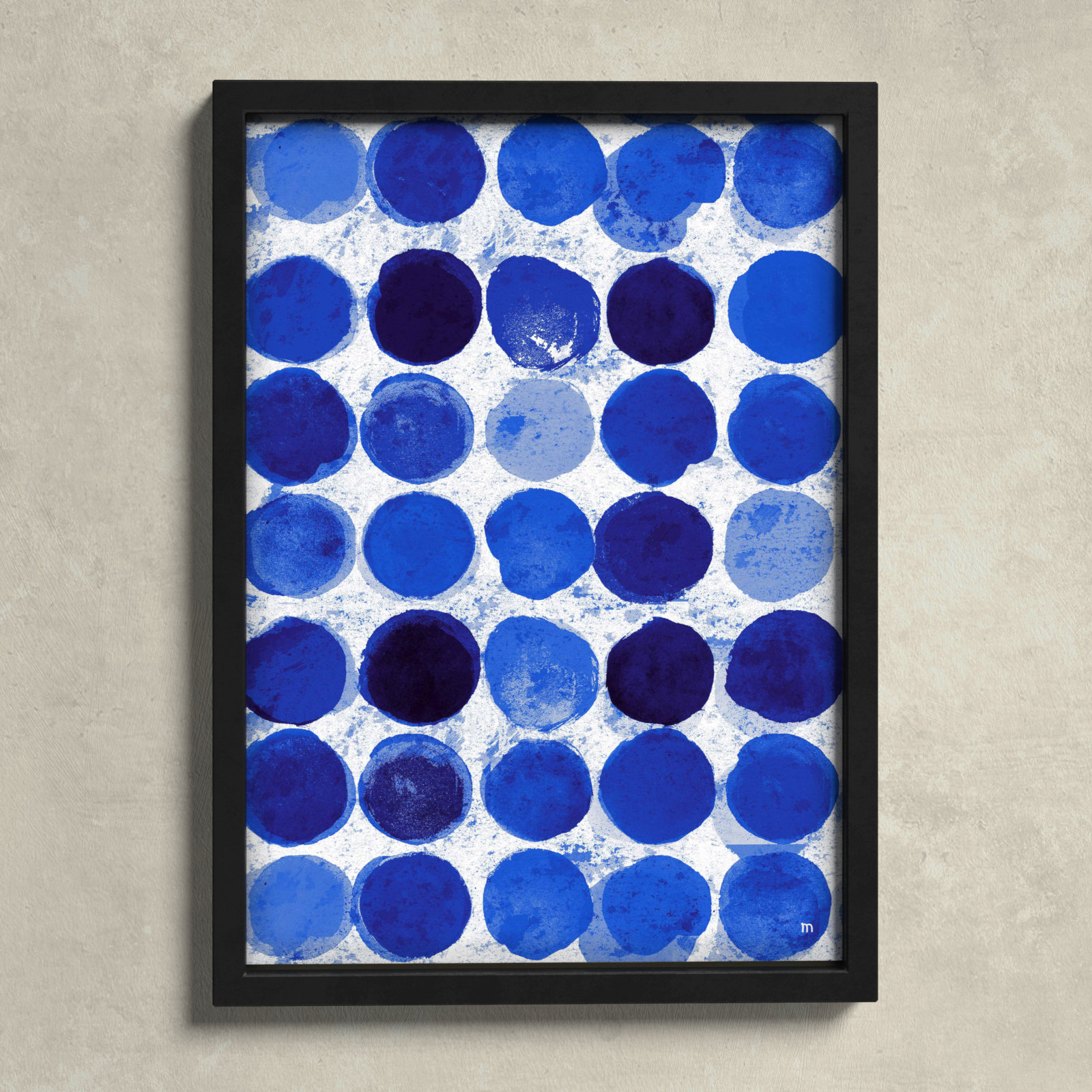 Satori Dots Pattern Indigo Framed On Paper by Studio M Print