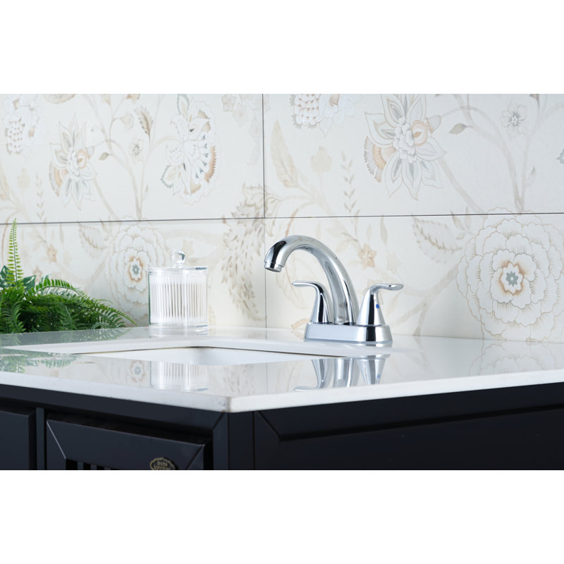 Robinet pour salle de bain à poignée double avec drain, Chrome