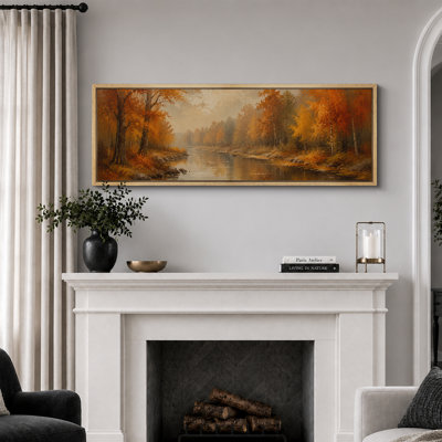 "Autumn River", art du paysage, images de salon, impression sur toile encadrée, 3 pièces, 16 po x 24 po x 3 pièces, 24 po x 36 po x 3 pièces