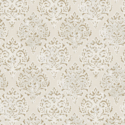 Lustre Metallic 3D Embossed Modern Damask Wallpaper Roll