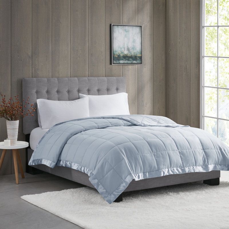 Twin Blue Satin Trim Down Alternative Blanket