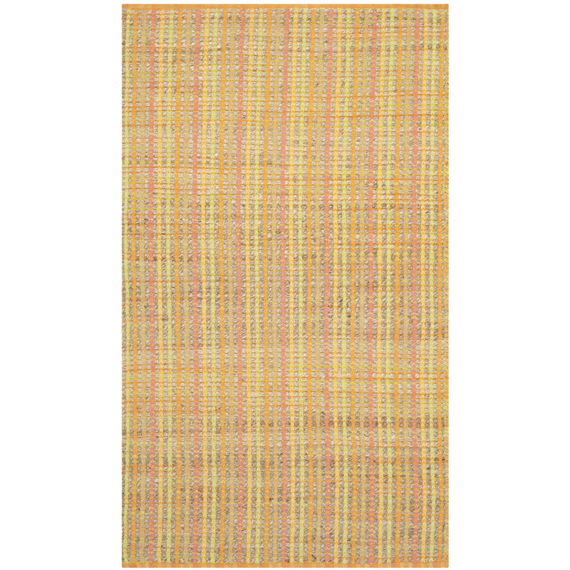 Tapis de couleur unie en jute / coton tissé à la main Doleman, Rectangle 3 pi x 5 pi