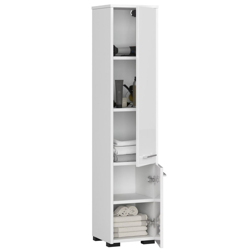 Ercelle Linen Cabinet, White/White Gloss