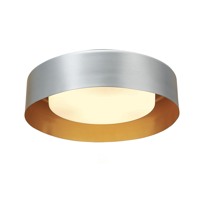 Plafonniers 3 lumières avec verre opale satiné, orange et nickel satiné