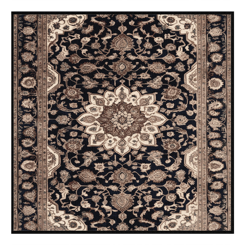 Machine Washable Persian Brown Area Rug, Square 7'