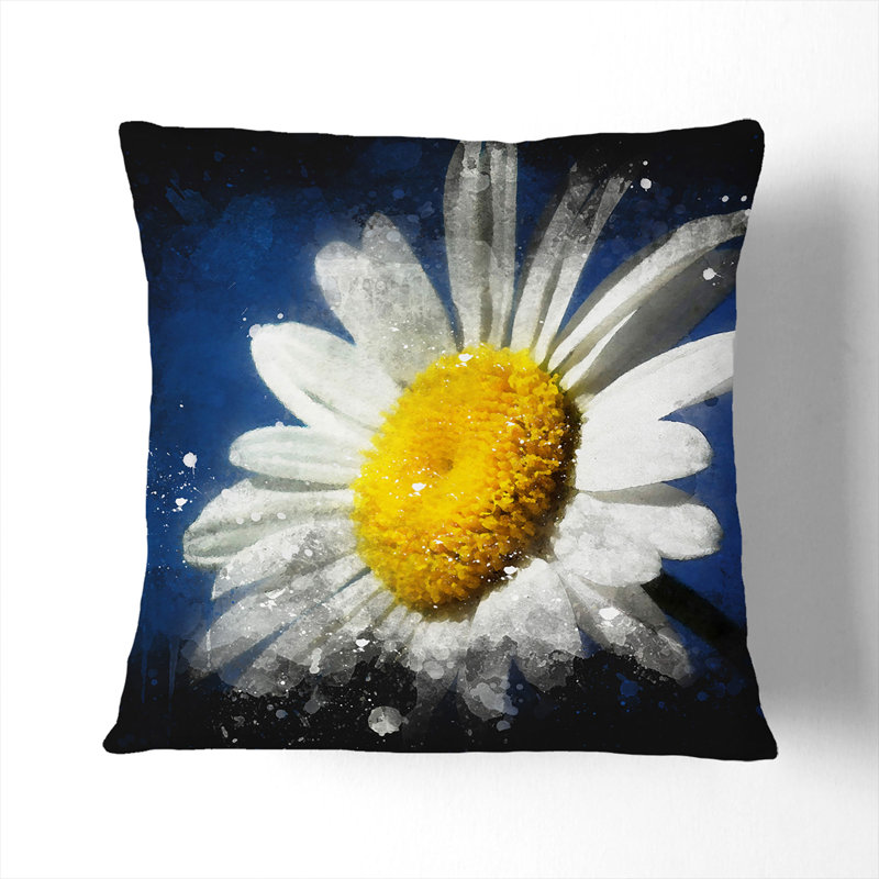 White Daisy Vol.5 Scatter Cushion, Black, 55cm H x 55cm W x 20cm D