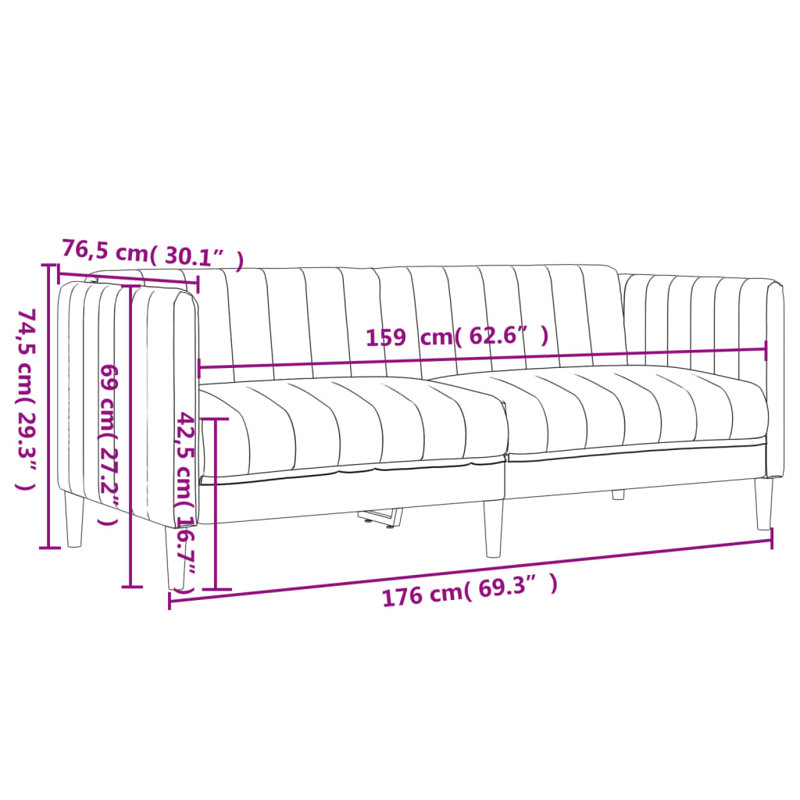  Sofa Set Black Polyester, Plywood, Solid Wood Durable Sofa Set, Black