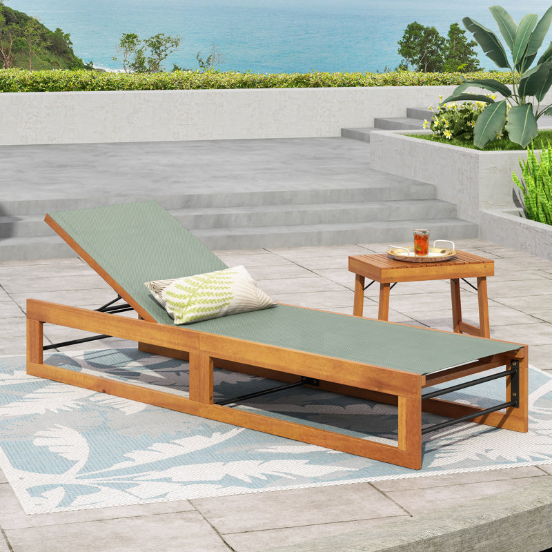 Chaise longue en bois de teck, Green