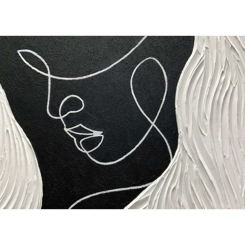 Texture 3D, noir, blanc, gris, moderne, minimaliste, noir, abstrait, art mural, visage humain