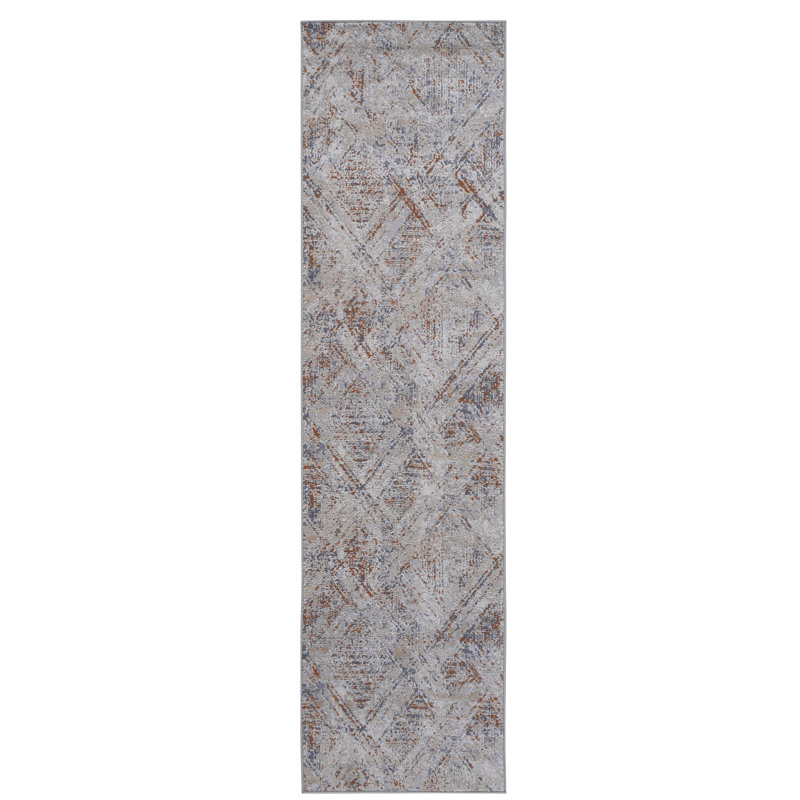 Tapis de couloir beige / géométrique 2X8, Tapis de couloir 2 pi 2 po x 8 pi