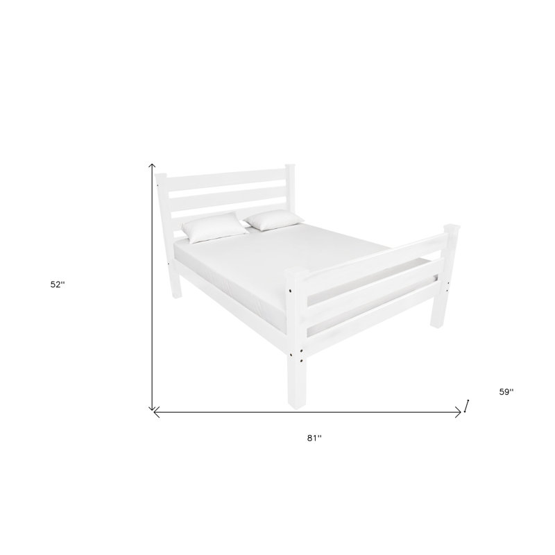 White Solid Wood Full Bed Frame