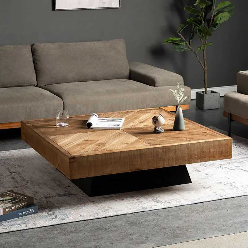 Table de bout carrée en bois massif, H 15,7 po x L 47,2 po x l 47,2 po