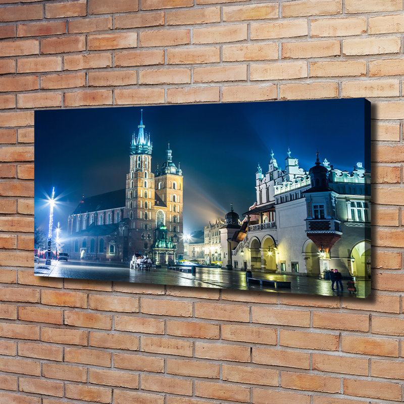 Krakow By Night - Wrapped Canvas Print