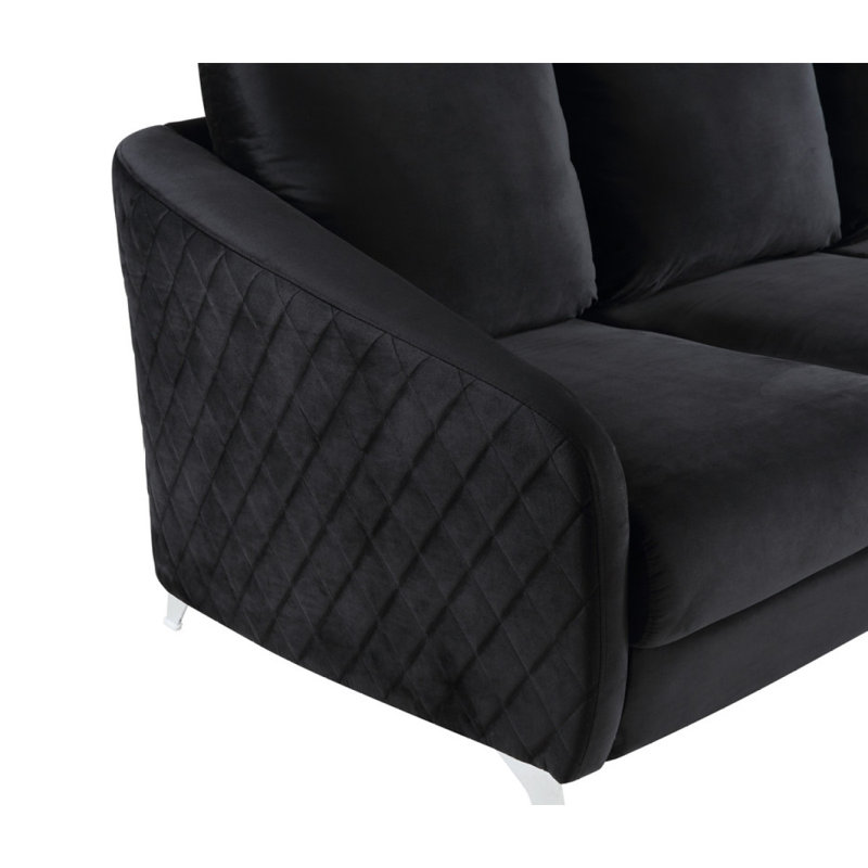 Causeuse moderne chic en velours noir Livia