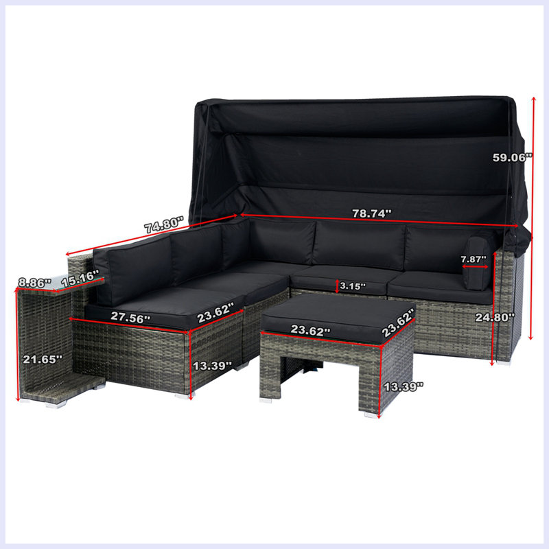7-Piece Patio Furniture Set with Retractable Canopy