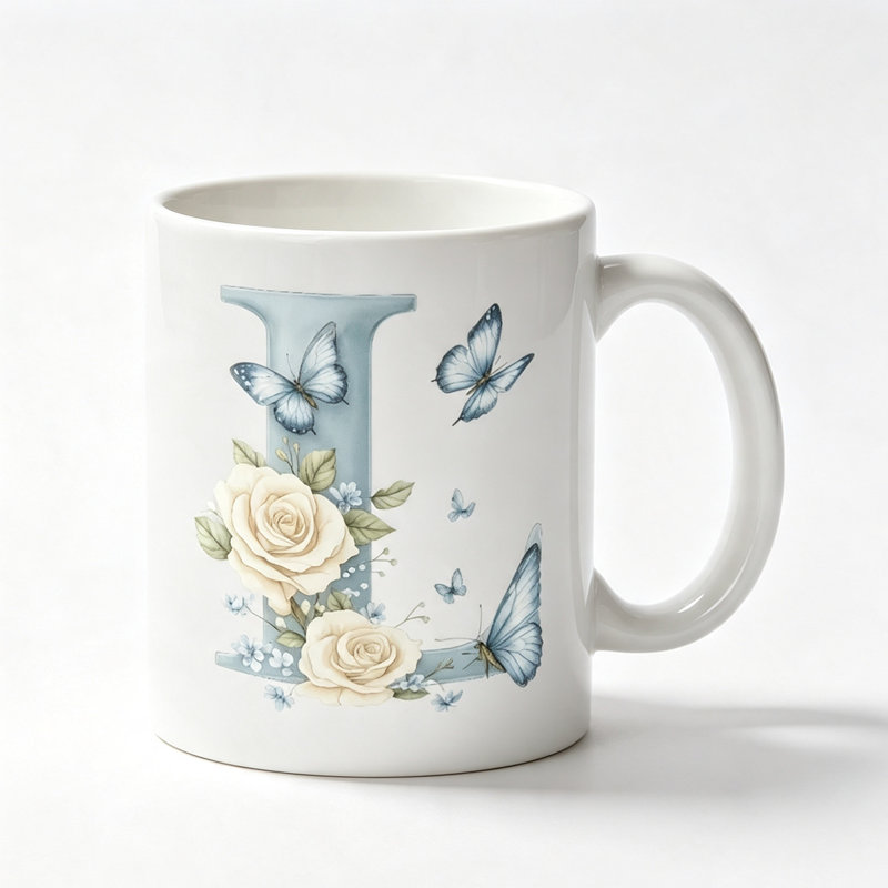 1pc with L Monogram Ceramic Coffee Mug Coffee Cup Tea Mug Holiday Gift Leisure Time suitable for holding Tea Milk Water a nice present for holidays and reliable for relaxing activities.