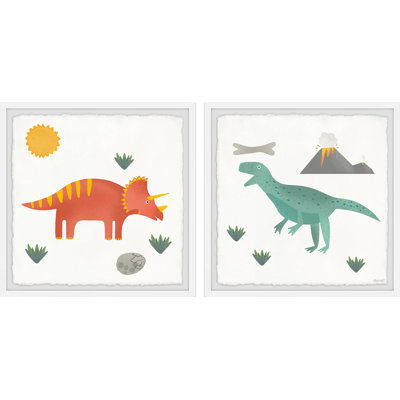Agee Dinosaur Picnic 2-Piece Framed Print Set
